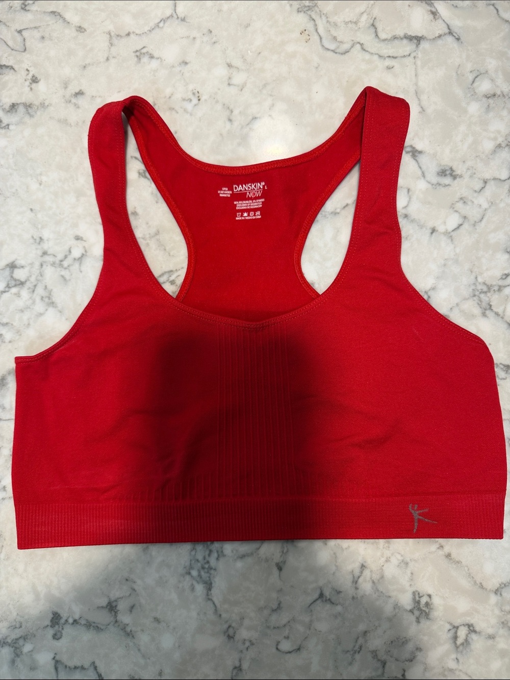 Danskin Bright Red Seamless Racerback Sports Bra/Size Large